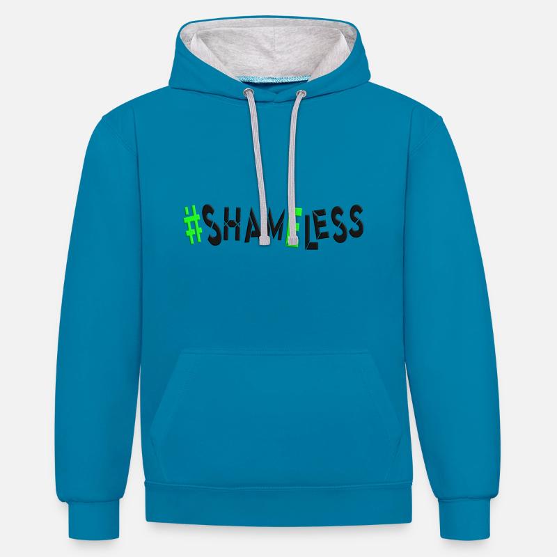 #shameless flagrant et sans vergogne - Sweat à capuche contrasté - bleu paon/gris chiné