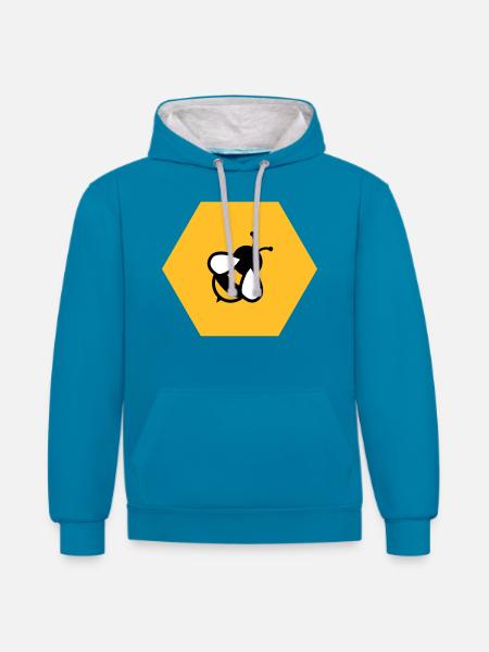 Biene Wabe - Contrast hoodie - peacock blue/heather grey