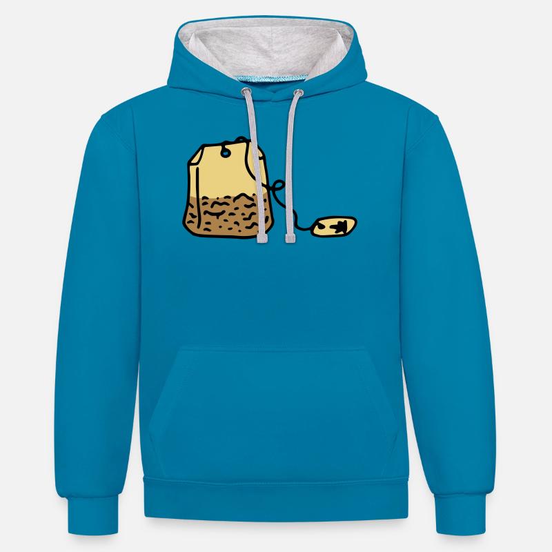 Tee Teebeutel Teetrinker Tea time - Kontrast-Hoodie - Pfauenblau/Grau meliert
