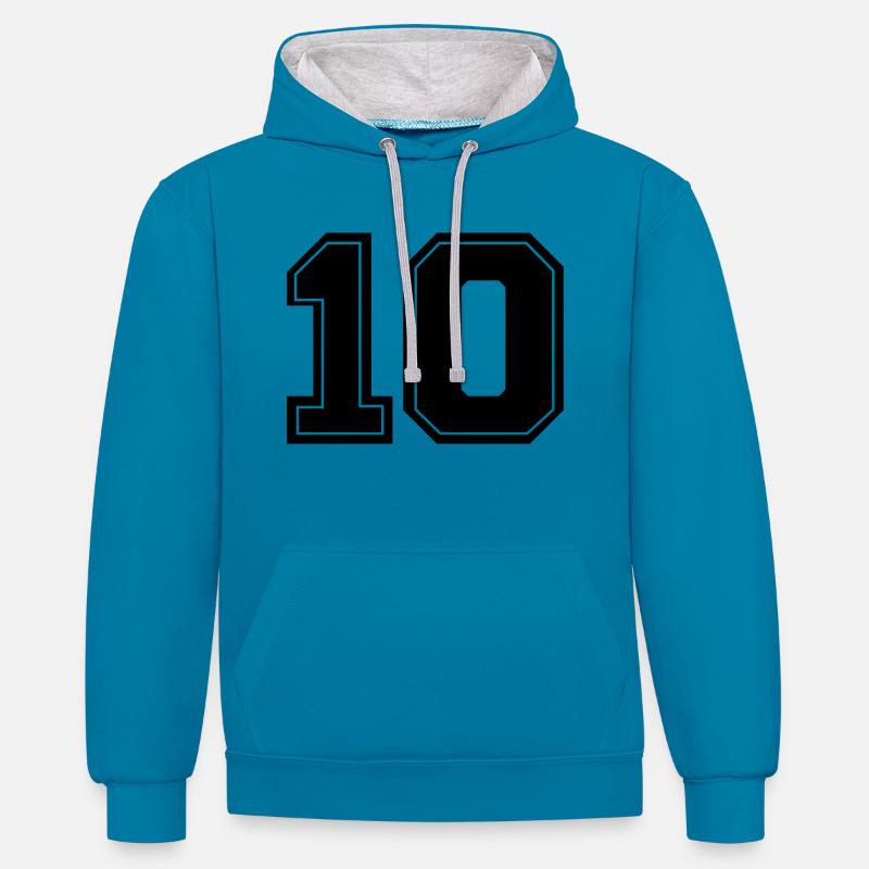10number - Sweat à capuche contrasté - bleu paon/gris chiné