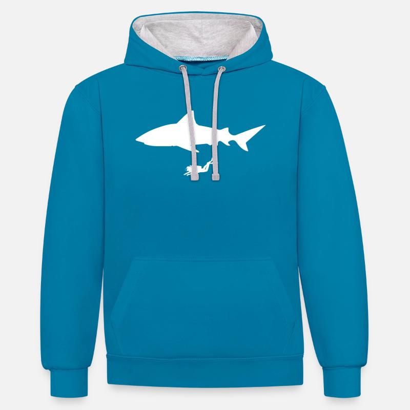 Diving Dive plonger - Sweat à capuche contrasté - bleu paon/gris chiné