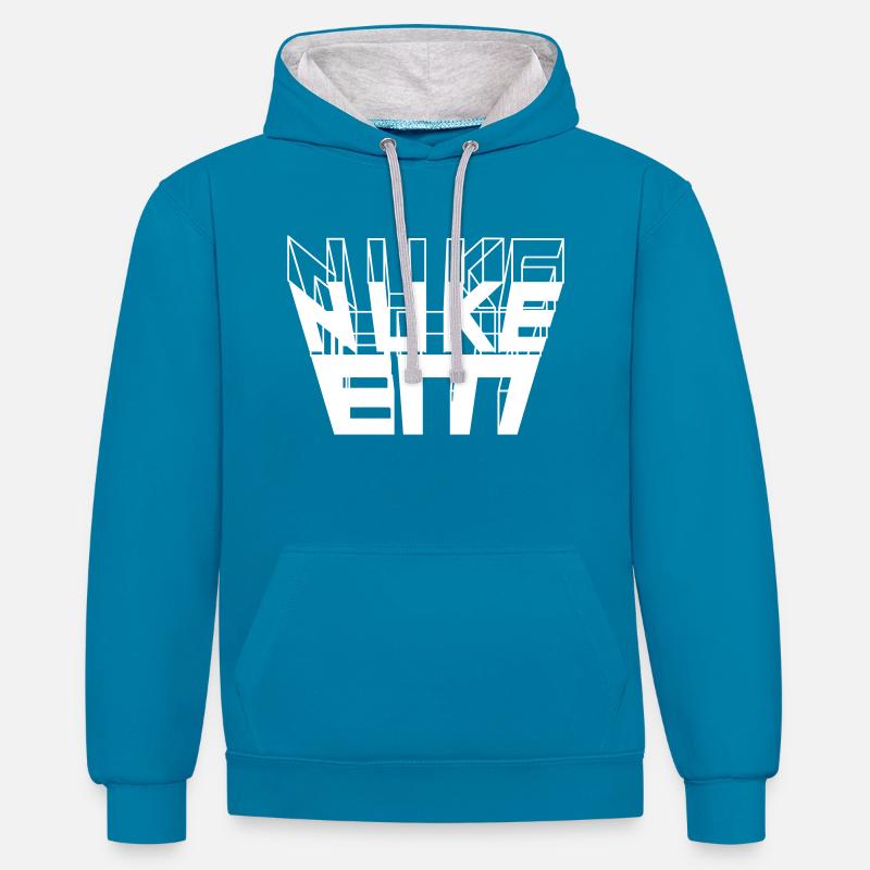 Nuke Em texte 3D - Sweat à capuche contrasté - bleu paon/gris chiné