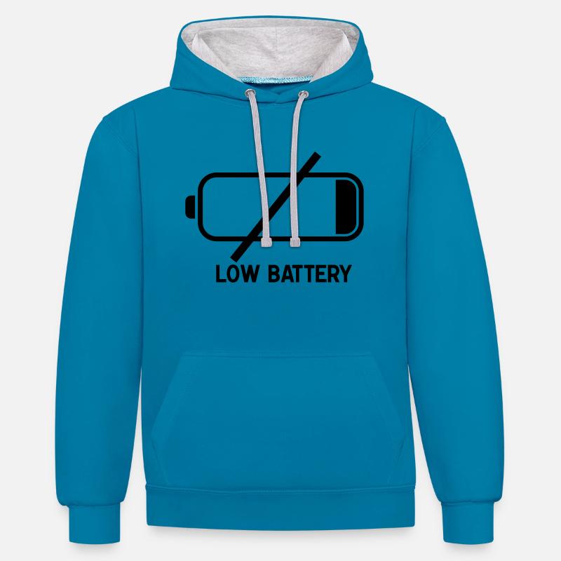low_batteryf1 - Sweat à capuche contrasté - bleu paon/gris chiné