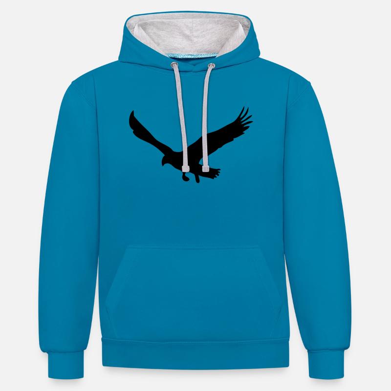 aigle - Sweat à capuche contrasté - bleu paon/gris chiné