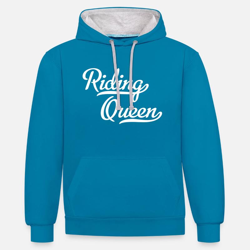 Équitation Queen - Sweat à capuche contrasté - bleu paon/gris chiné