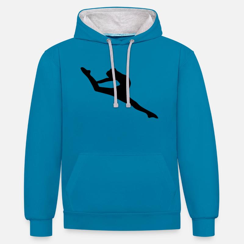 Danseuse de ballet vecteur Silhouette - Sweat à capuche contrasté - bleu paon/gris chiné