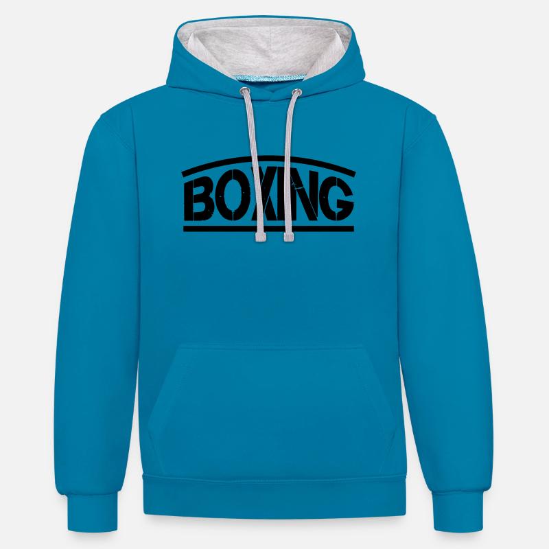 Boîtes de boxe - Sweat à capuche contrasté - bleu paon/gris chiné
