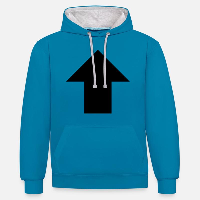 flèche complète - Sweat à capuche contrasté - bleu paon/gris chiné