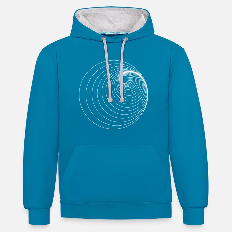 Forme géométrique - Sweat à capuche contrasté - bleu paon/gris chiné
