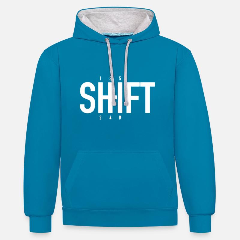 SHIFT - Auto design - Kontrast-Hoodie - Pfauenblau/Grau meliert