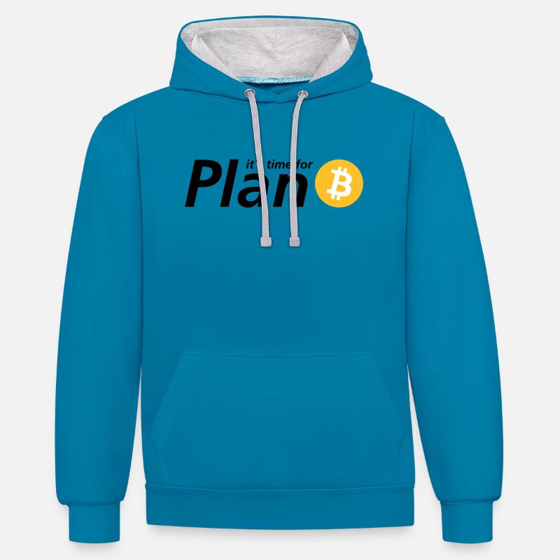 Time for plan B - Sweat à capuche contrasté - bleu paon/gris chiné