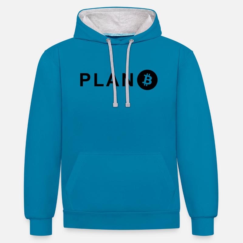 Plan B - Sweat à capuche contrasté - bleu paon/gris chiné