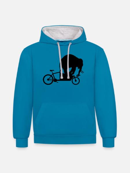 Cargo wheel elephant - Contrast hoodie - peacock blue/heather grey