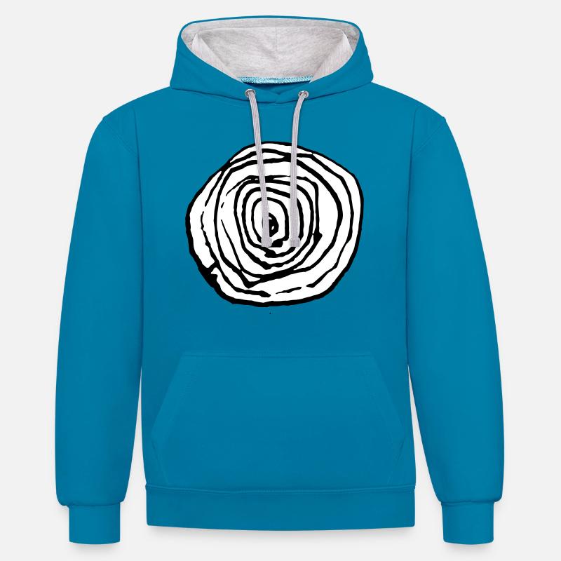 œil - Sweat à capuche contrasté - bleu paon/gris chiné