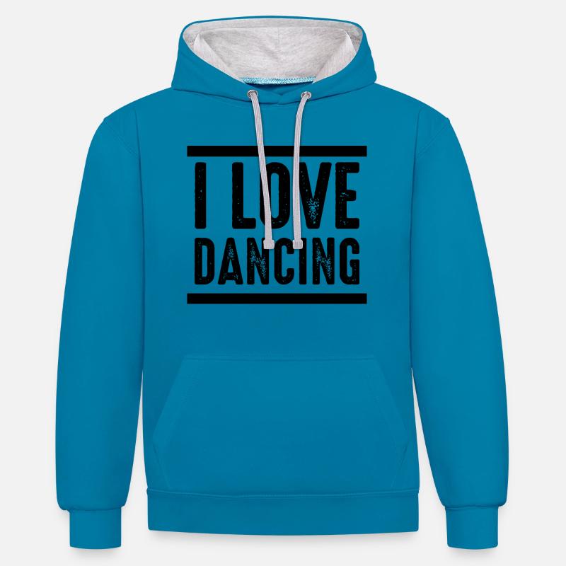 Danse Musique de danse - Sweat à capuche contrasté - bleu paon/gris chiné