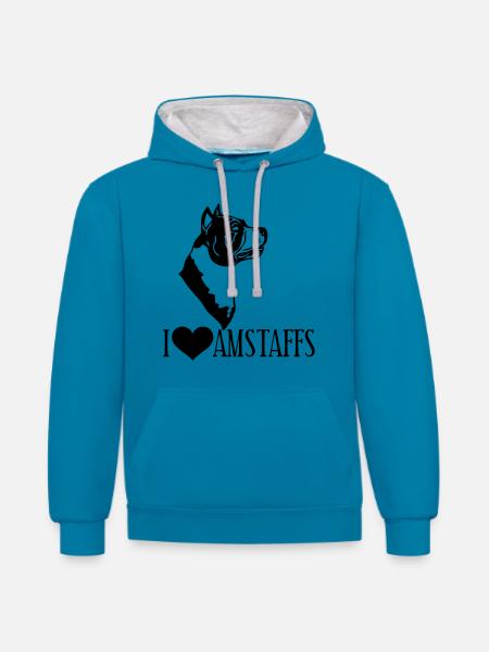 americanstaffy0d - Contrast hoodie - peacock blue/heather grey