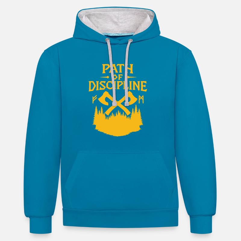 Chemin de la discipline Conception motivationnelle - Sweat à capuche contrasté - bleu paon/gris chiné