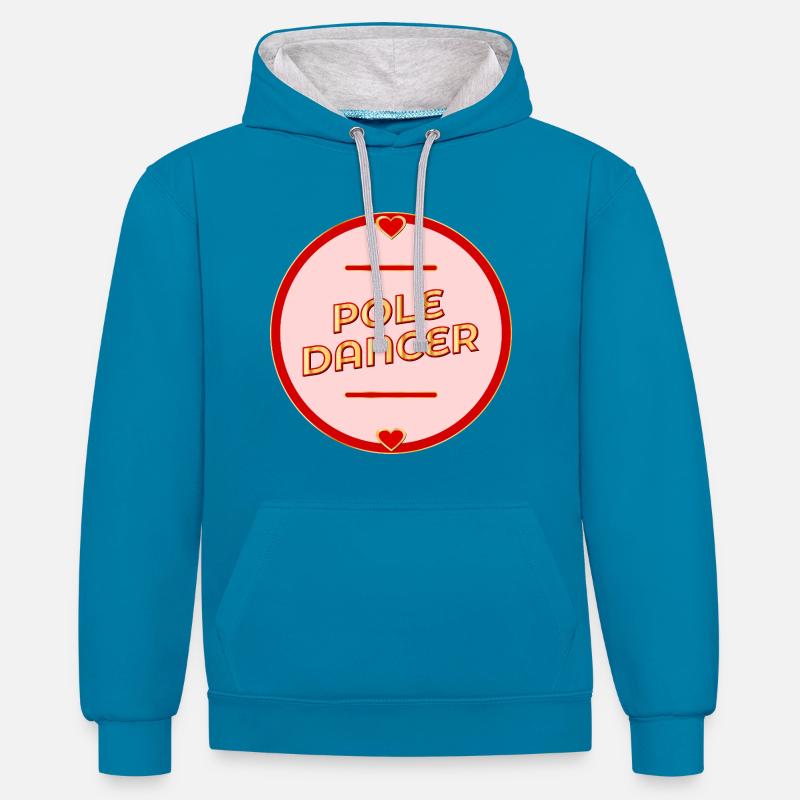 Pole Dance - Danse - Sweat à capuche contrasté - bleu paon/gris chiné