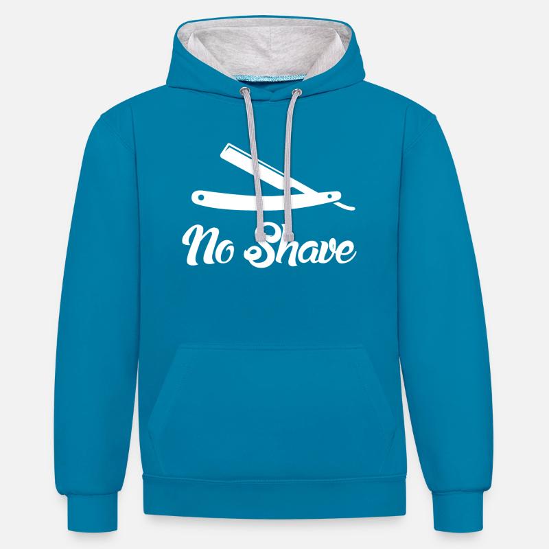no shave blanc - Sweat à capuche contrasté - bleu paon/gris chiné
