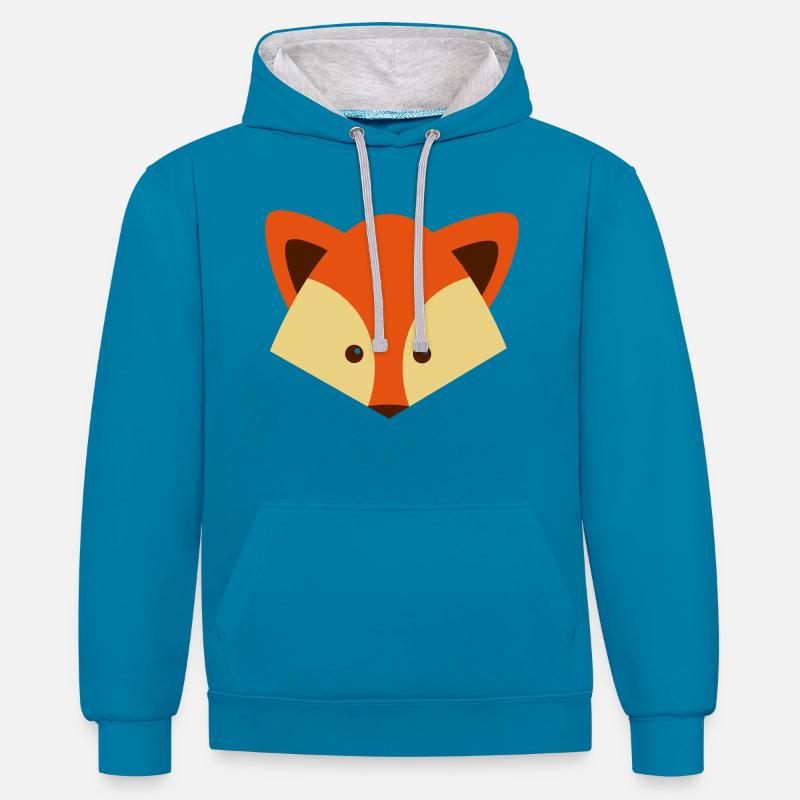 châtaigne - Sweat à capuche contrasté - bleu paon/gris chiné