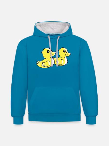 2 ænder svømmevand par to venner hold - Kontrast-hoodie - påfugleblå/gråmeleret