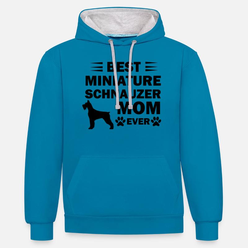 Chien Hund - Sweat à capuche contrasté - bleu paon/gris chiné
