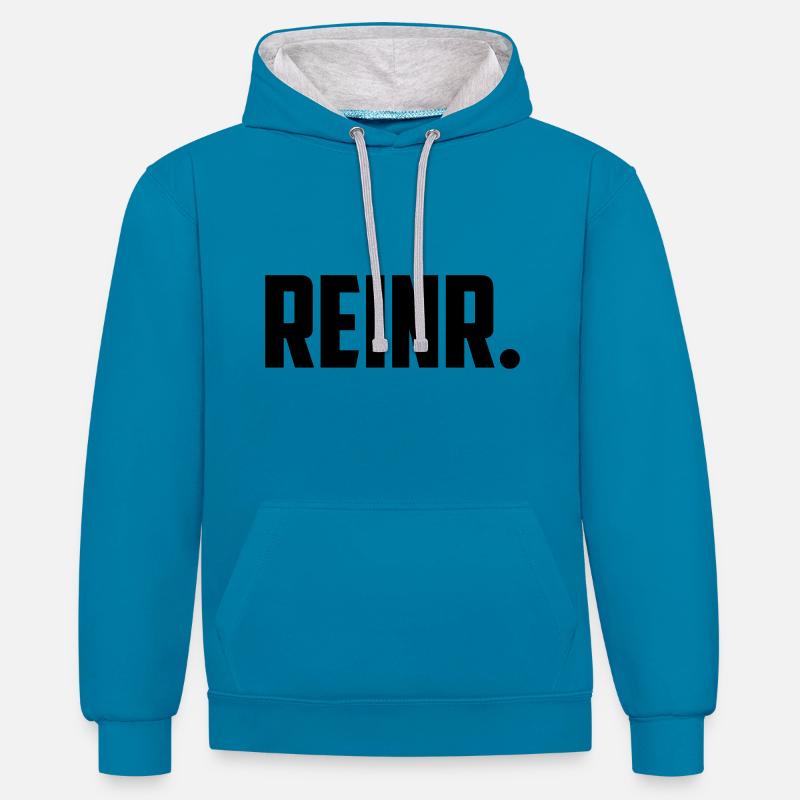 Reinr Lettering Reining Lettering - Sweat à capuche contrasté - bleu paon/gris chiné