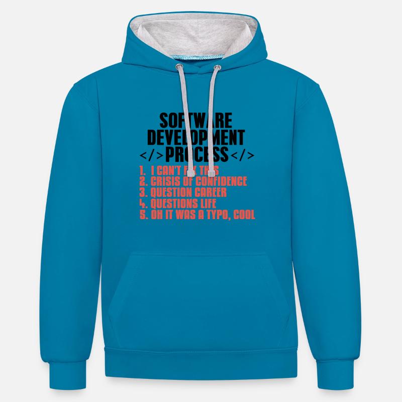 Programmierer Coder Softwareentwickler Geschenk - Kontrast-Hoodie - Pfauenblau/Grau meliert