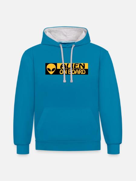 CONSEIL SUR ALIEN - Sweat à capuche contrasté - bleu paon/gris chiné