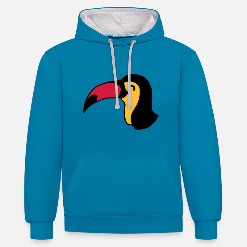 Toucan Toucan Tucan Oiseau - Sweat à capuche contrasté - bleu paon/gris chiné