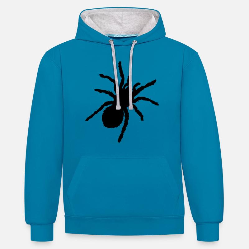 silhouette de spinne - Sweat à capuche contrasté - bleu paon/gris chiné