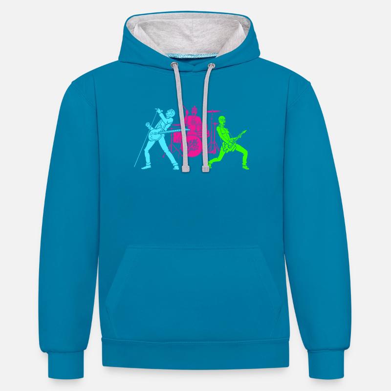 Mobile Devz Band - bande de développeurs - Sweat à capuche contrasté - bleu paon/gris chiné