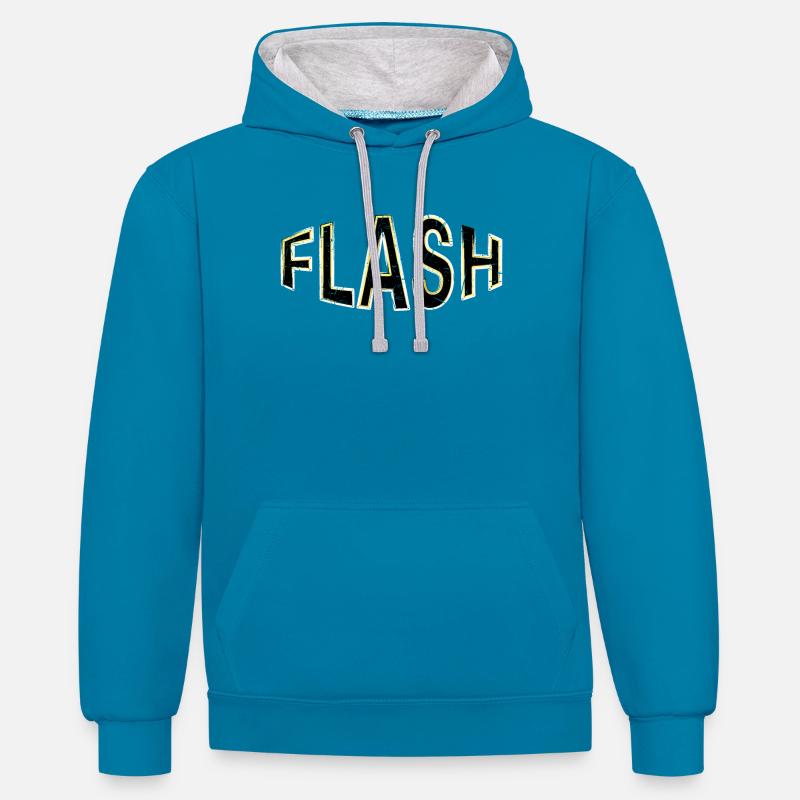 Étiquette FLASH avec flashs - Sweat à capuche contrasté - bleu paon/gris chiné