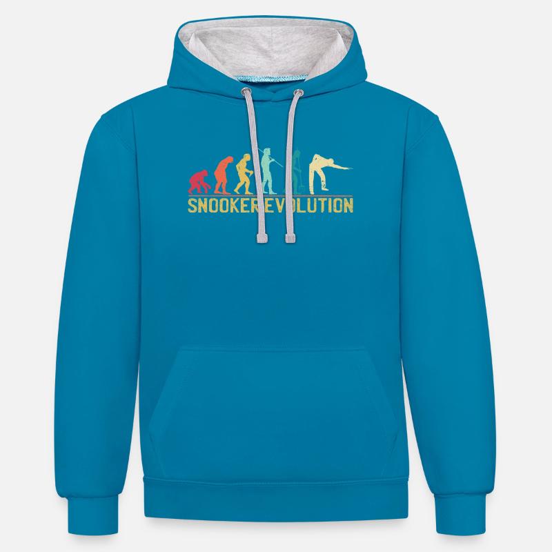 Silhouette de l'évolution du snooker - Sweat à capuche contrasté - bleu paon/gris chiné