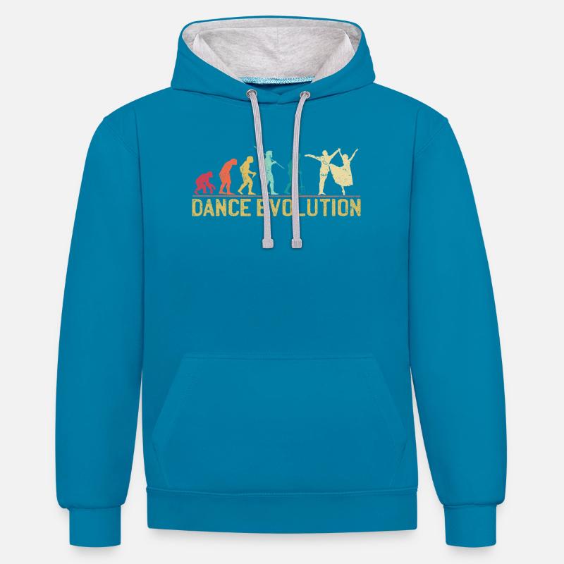 Dance Evolution Silhouette Design - Contrast hoodie - peacock blue/heather grey
