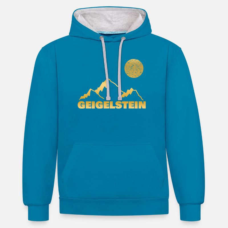 Geigelstein - Sweat à capuche contrasté - bleu paon/gris chiné