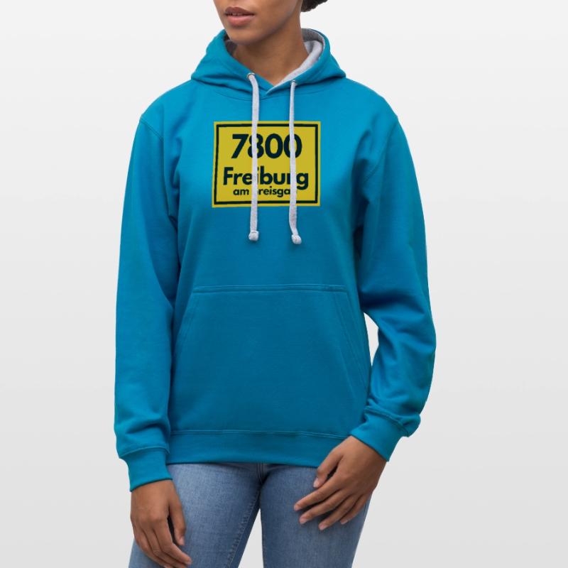 OLD POSTCODE POSTCODE RETRO 7800 FREIBURG BREISGAU Contrast hoodie
