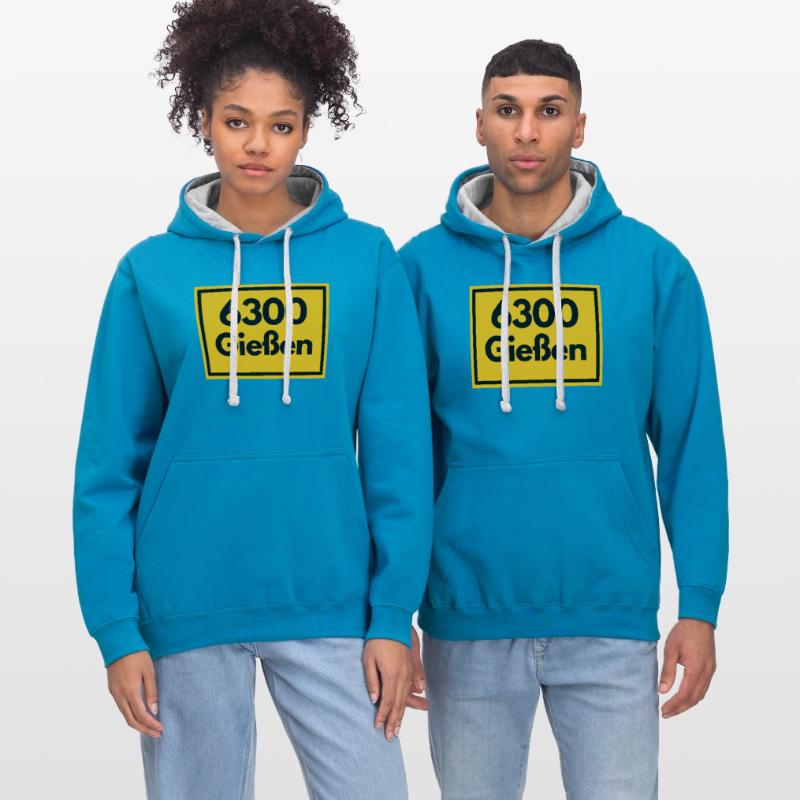 OLD POSTCODE ZIP CODE RETRO 6300 GIESSEN Contrast hoodie