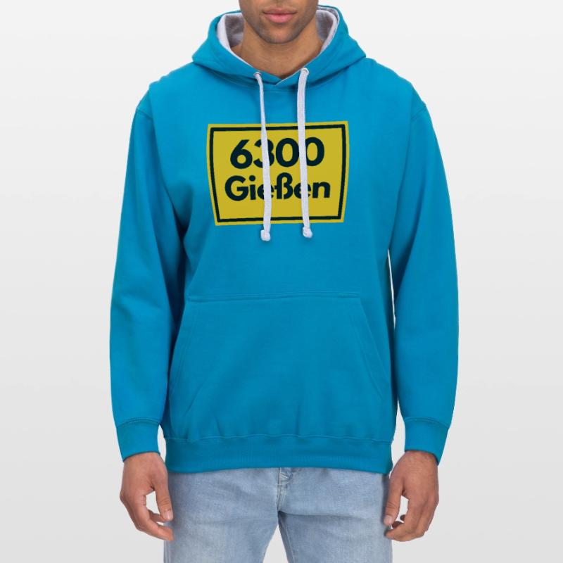 OLD POSTCODE ZIP CODE RETRO 6300 GIESSEN Contrast hoodie