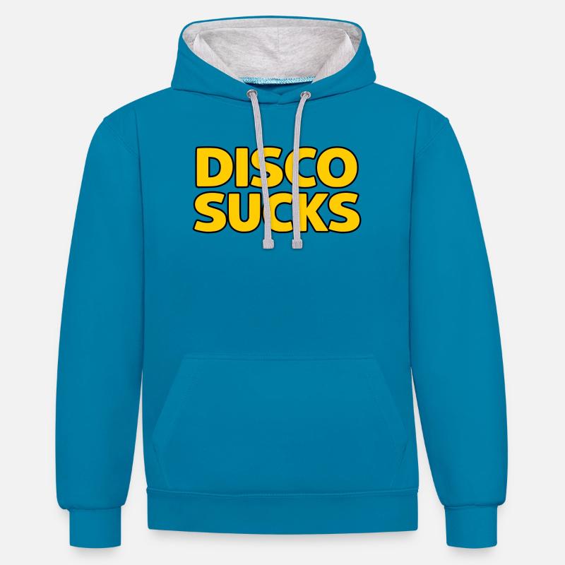 La disco, c’est nul - Sweat à capuche contrasté - bleu paon/gris chiné
