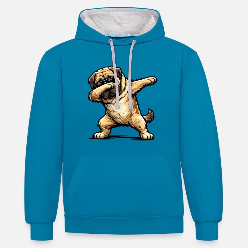 Mastiff en forme de dab - Sweat à capuche contrasté - bleu paon/gris chiné
