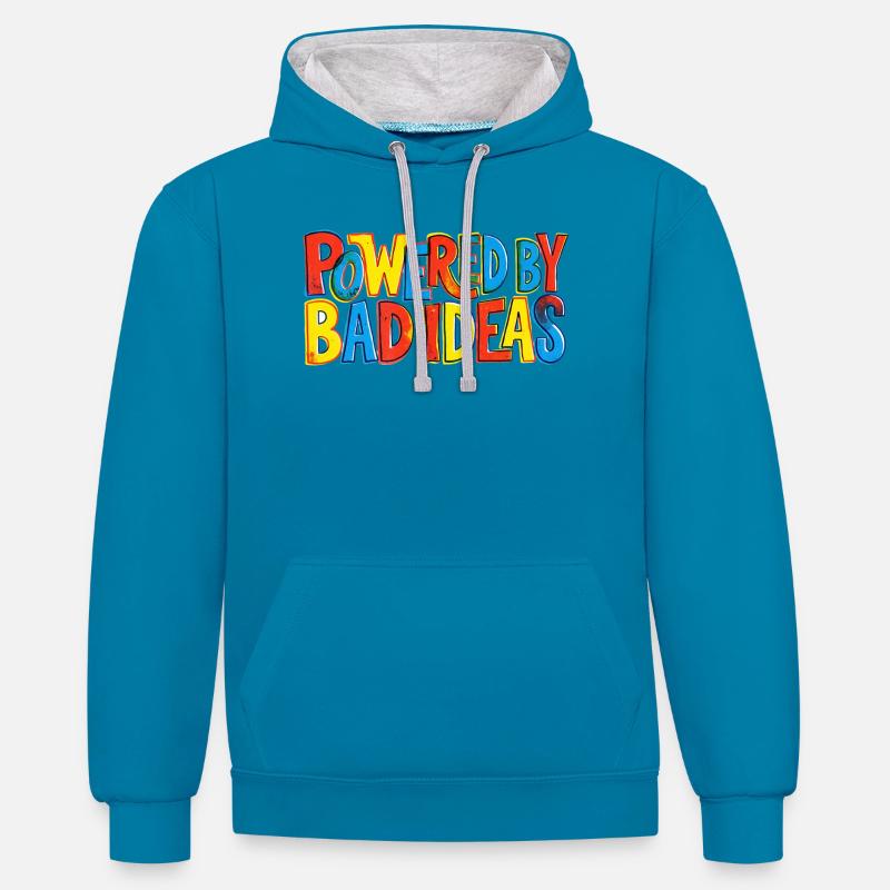 Alimenté par de mauvaises idées - Sweat à capuche contrasté - bleu paon/gris chiné
