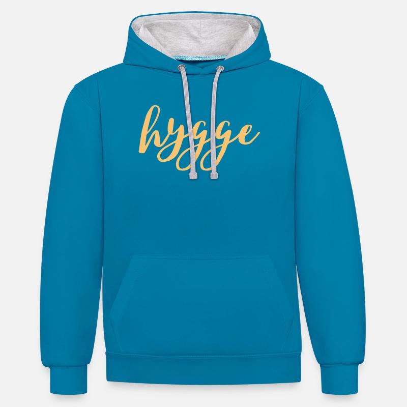 hygge_spring - Sweat à capuche contrasté - bleu paon/gris chiné