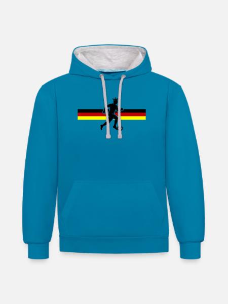 Soccer Germany Soccer Flag - Contrast hoodie - peacock blue/heather grey