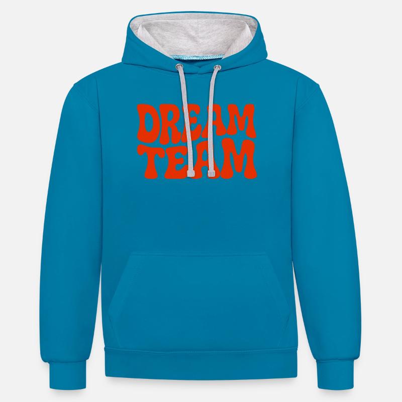Équipe de rêve - Sweat à capuche contrasté - bleu paon/gris chiné