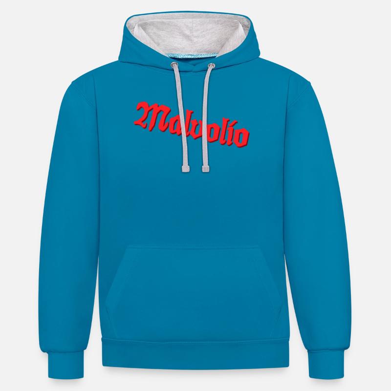 Malvolio - Sweat à capuche contrasté - bleu paon/gris chiné