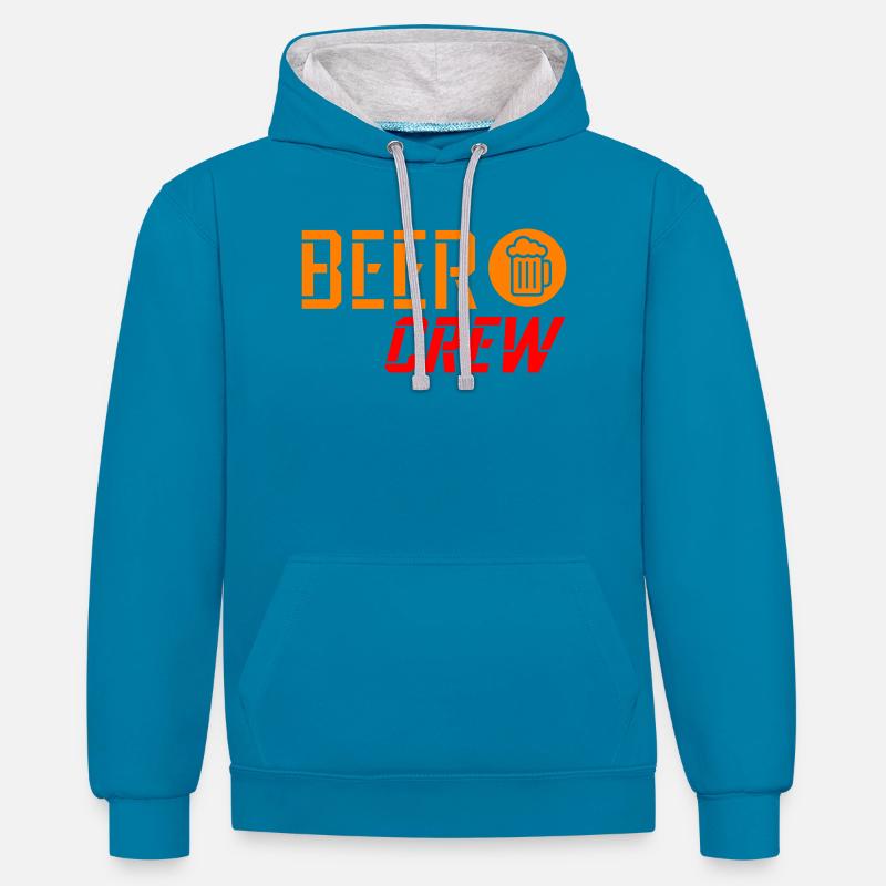 Équipe de bière - Sweat à capuche contrasté - bleu paon/gris chiné