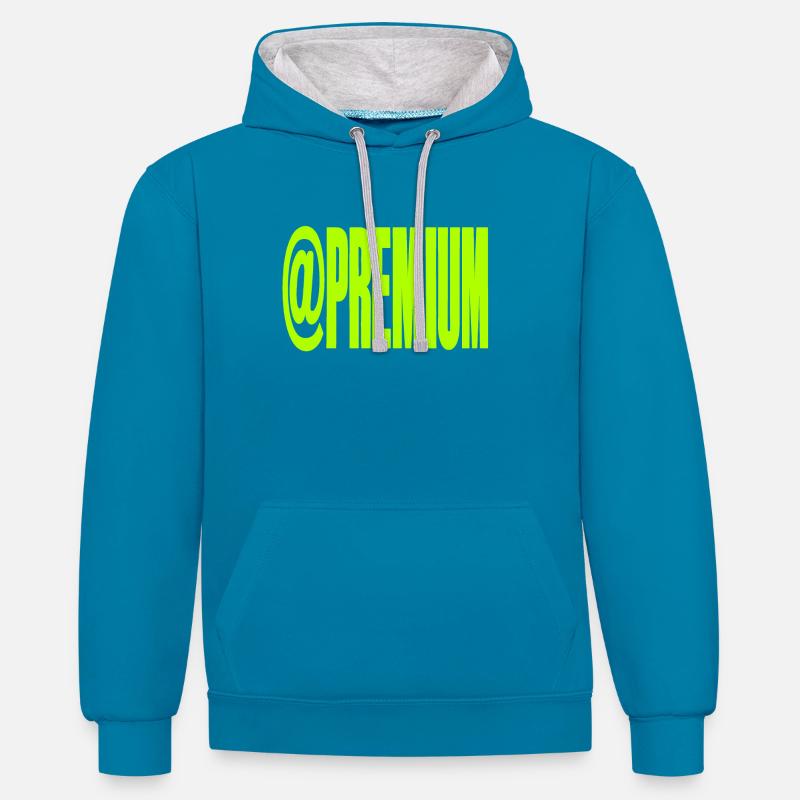 Premium @Symbool Neon Bold - Sweat à capuche contrasté - bleu paon/gris chiné