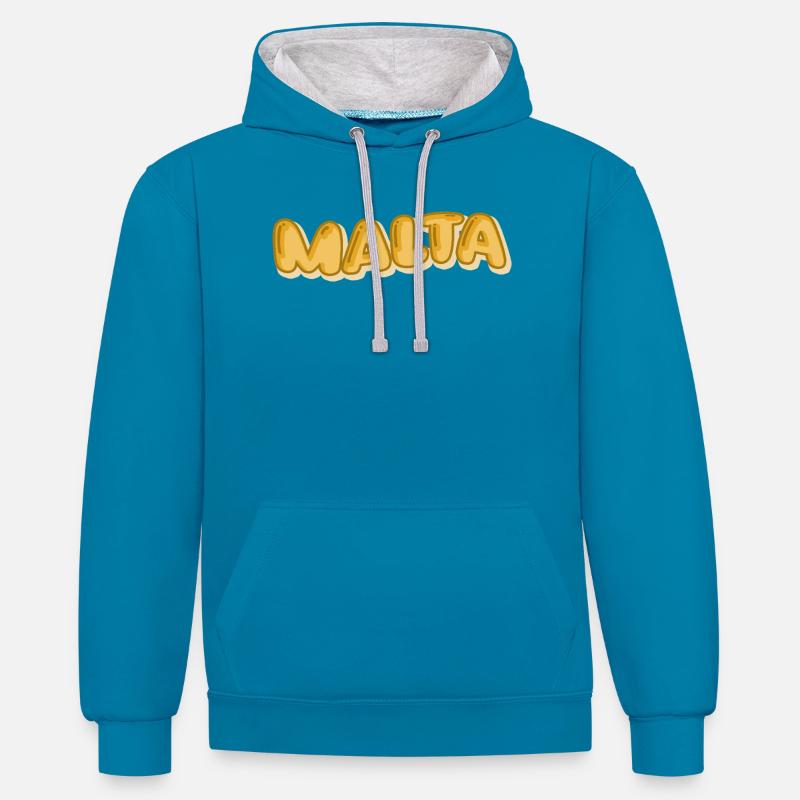 Comic Malta - Sweat à capuche contrasté - bleu paon/gris chiné