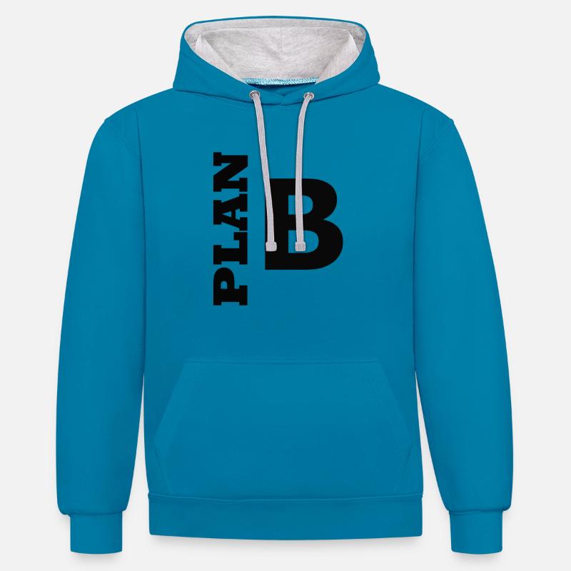 Plan B / Super als Geschenkidee - Kontrast-Hoodie - Pfauenblau/Grau meliert